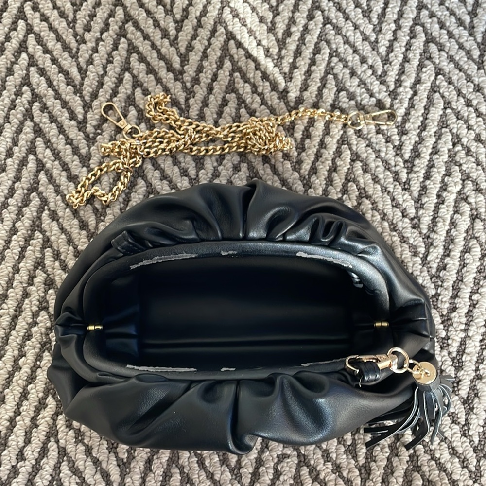 Black boho clutch w/ removable chain